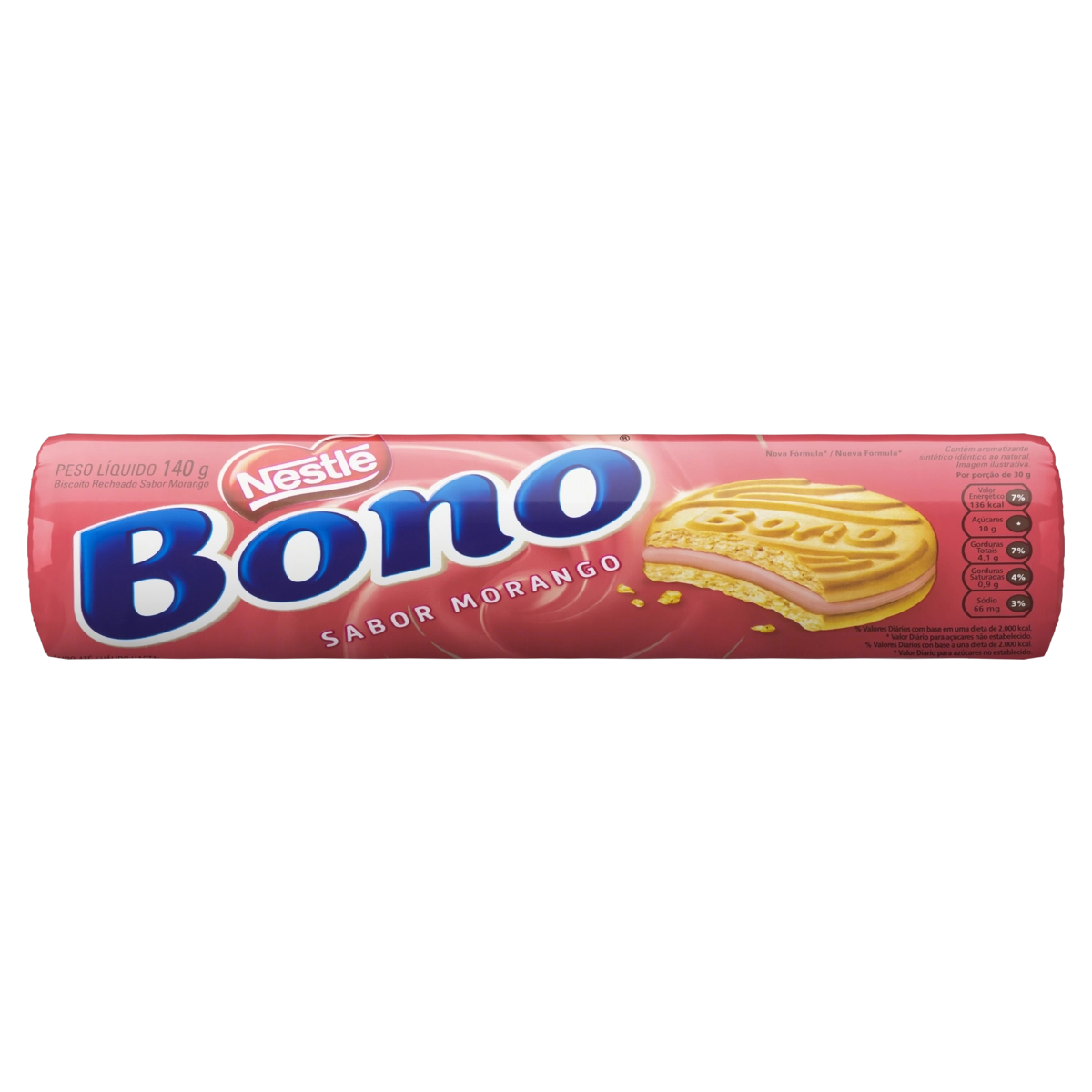 Biscoito Bono Recheado Morango Nestlé 140g