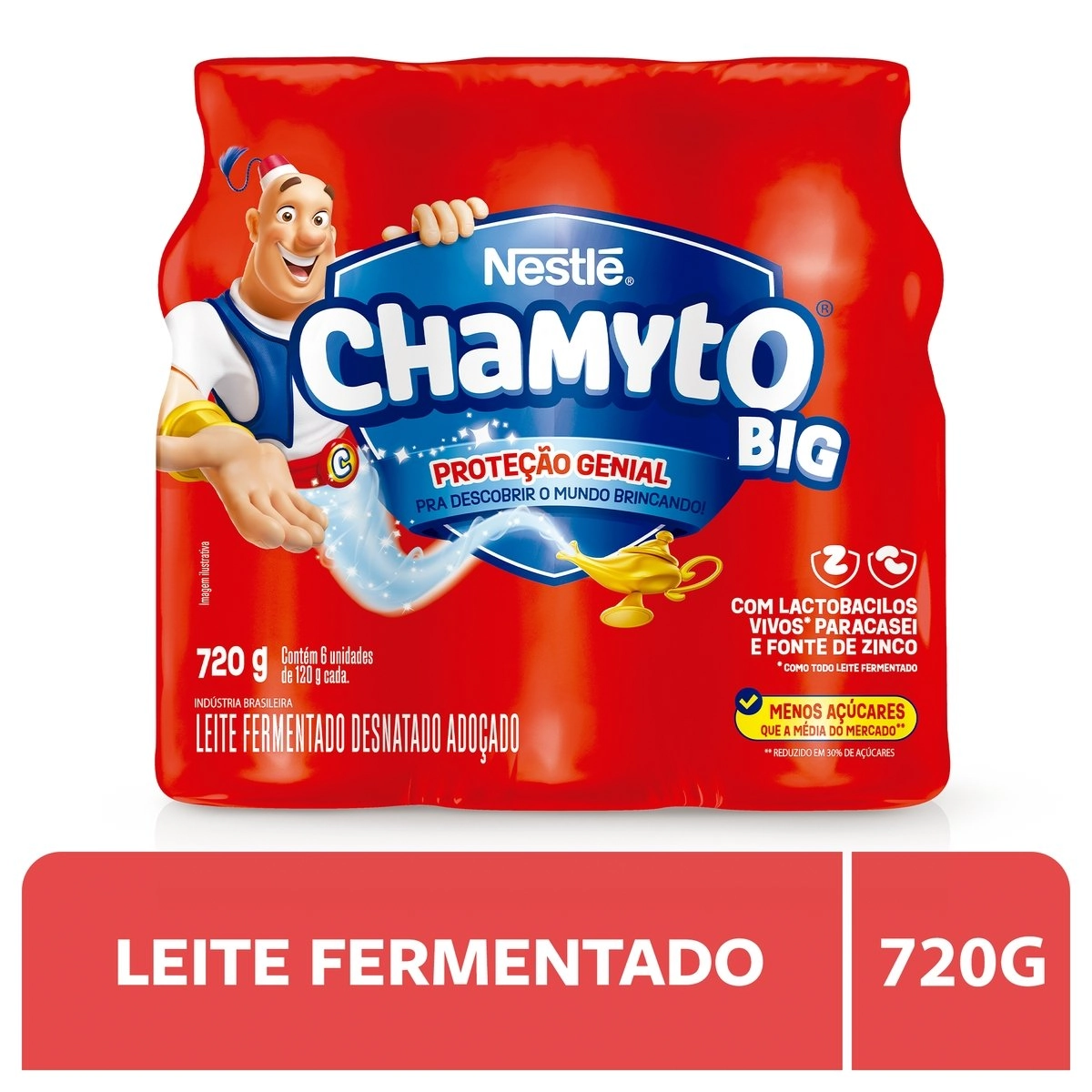 Pack Leite Fermentado Desnatado Chamyto Big Frasco 720g 6 Unidades