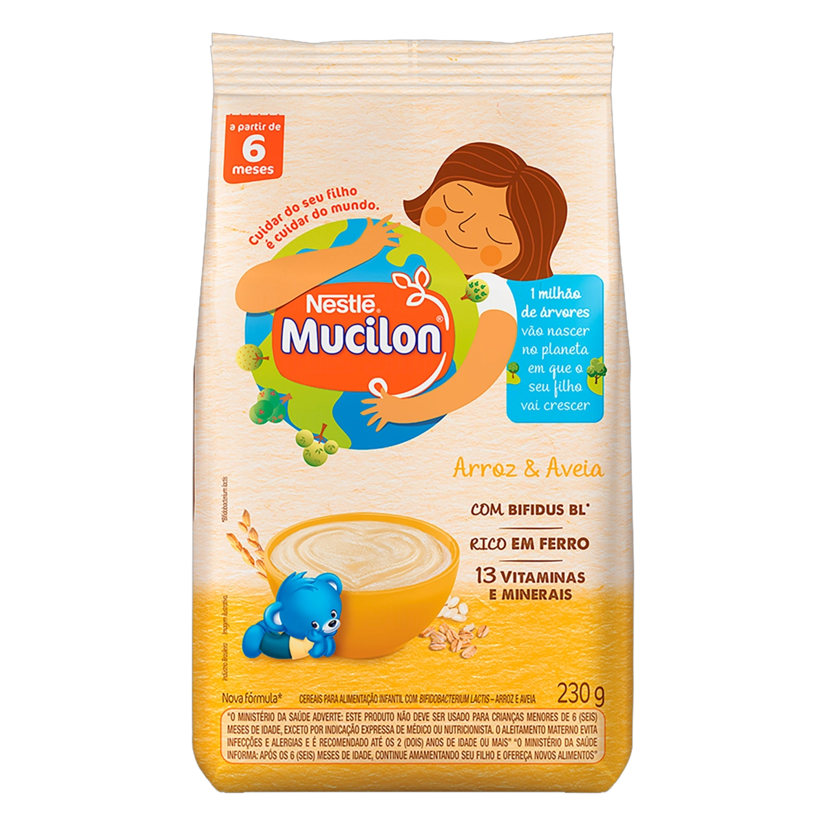 Cereal Infantil Arroz Aveia Mucilon Pacote 230g