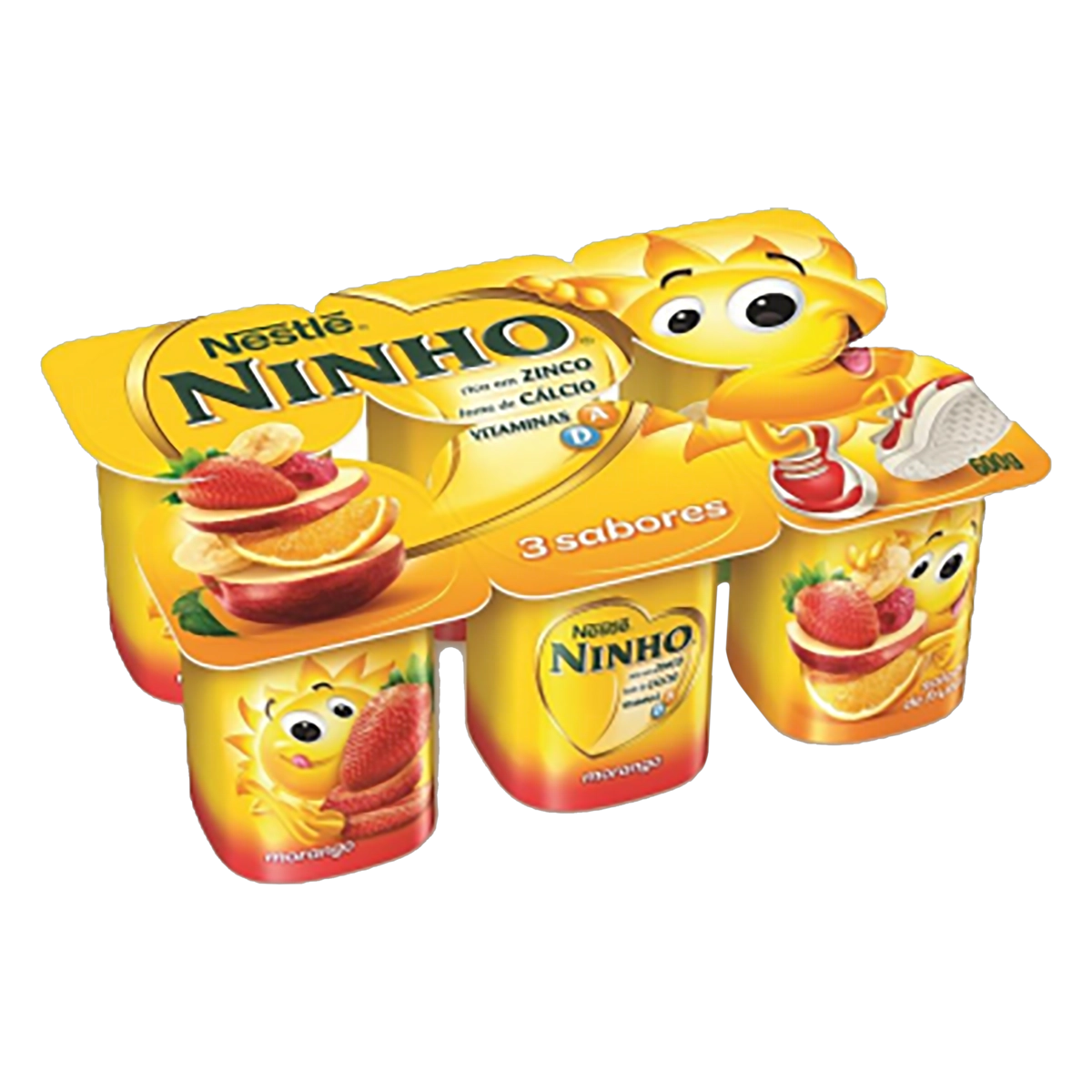 Iogurte Parcialmente Desnatado Morango Salada De Frutas Maçã E Banana Ninho Forti Bandeja 540g 6 Uni