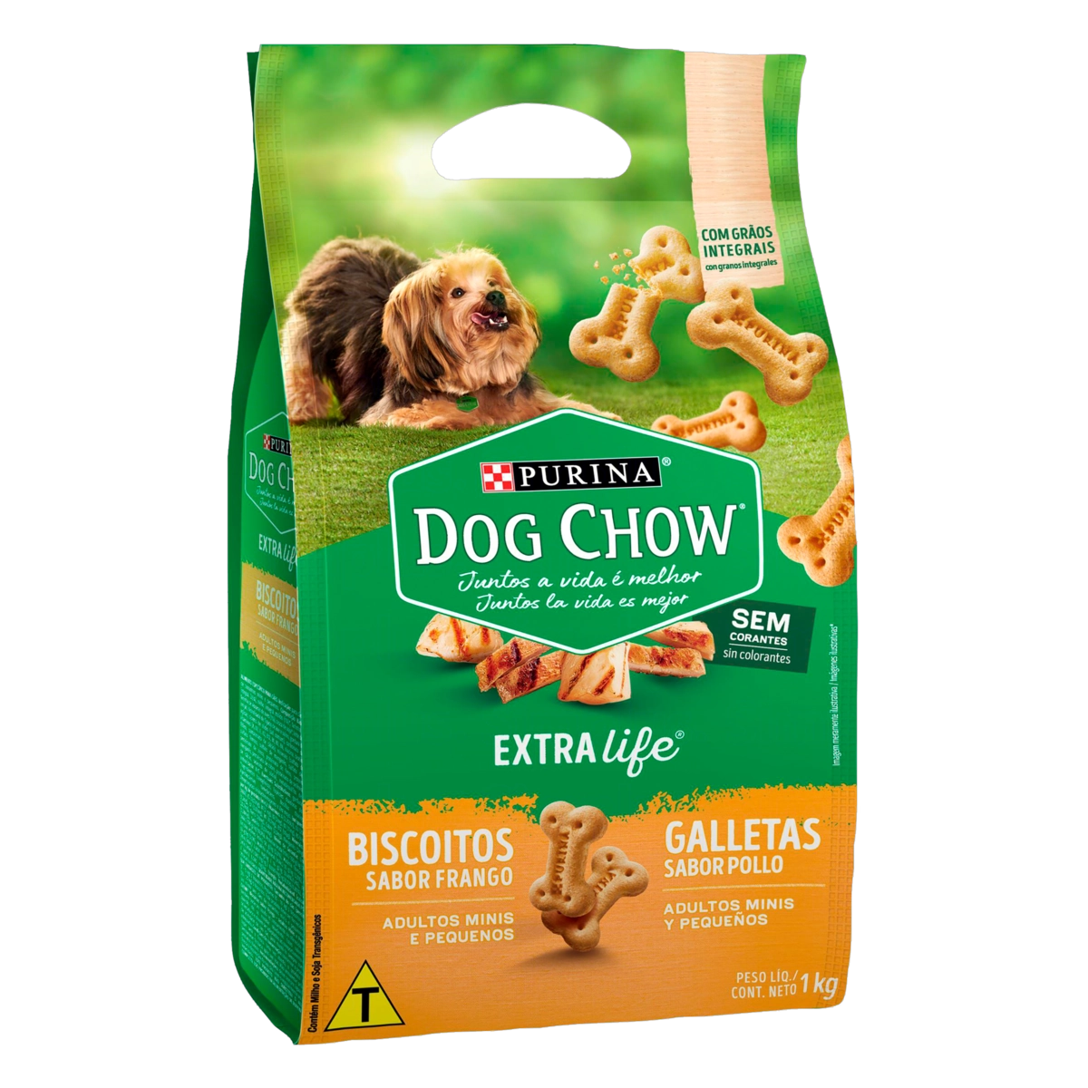 Biscoito Para Cães Adultos Raças Minis E Pequenas Frango Purina Dog Chow Extra Life Pacote 1kg