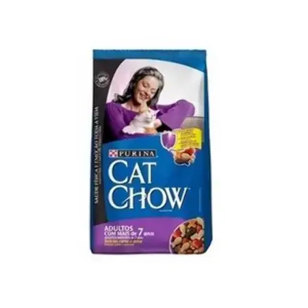 Cat Chow Pacote Adultos Carne E Peixe Com Mais De 7 Anos