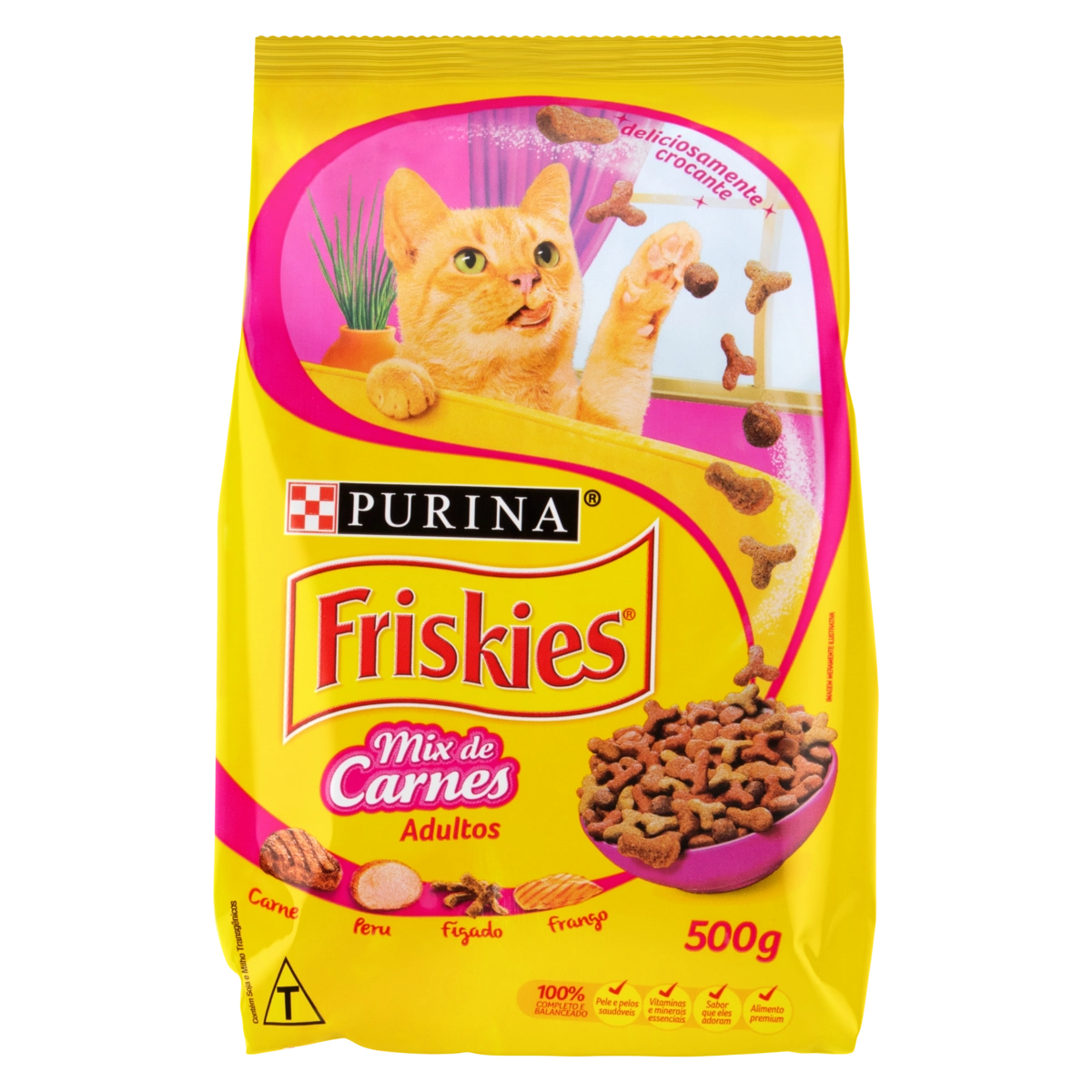 Alimento Para Gatos Adultos Mix De Carnes Purina Friskies Pacote 500g