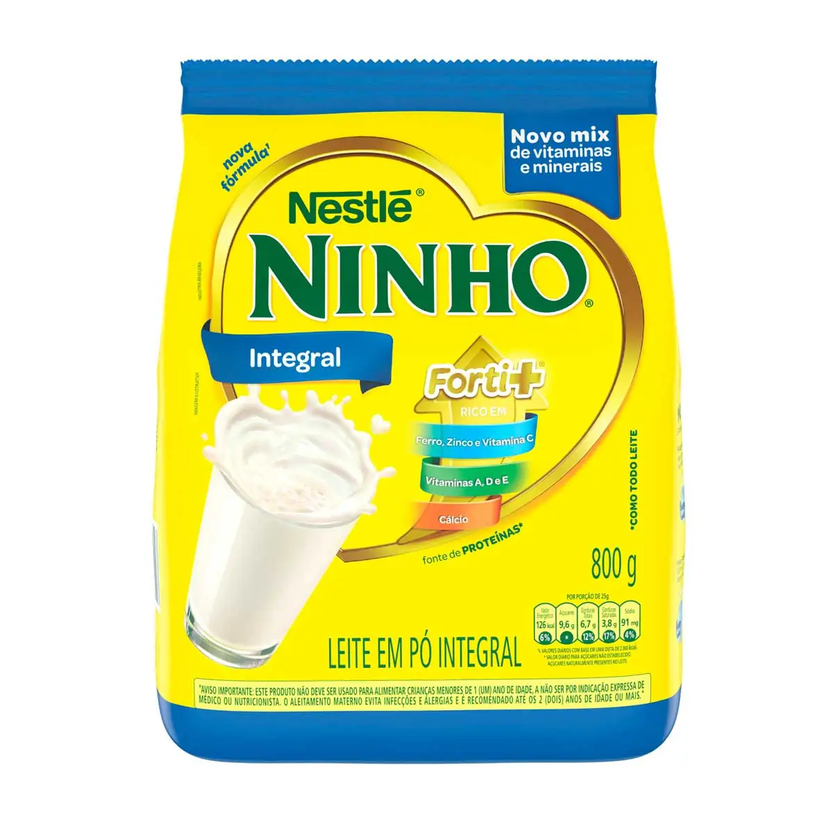 Leite em Pó Integral Nestlé Ninho Forti+ Sachê 800 g