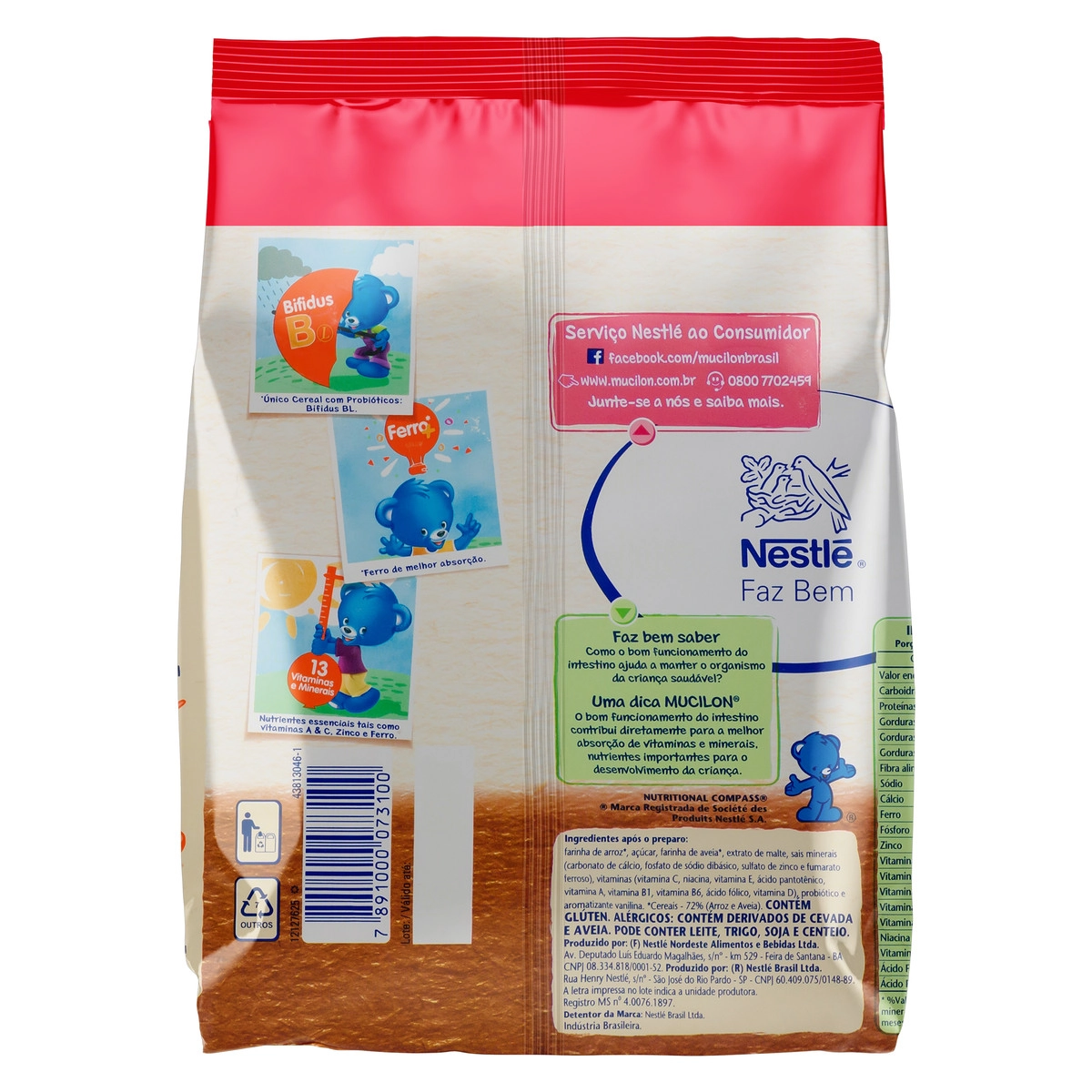 Cereal Infantil Arroz E Aveia Mucilon Pacote 600g Embalagem Econômica