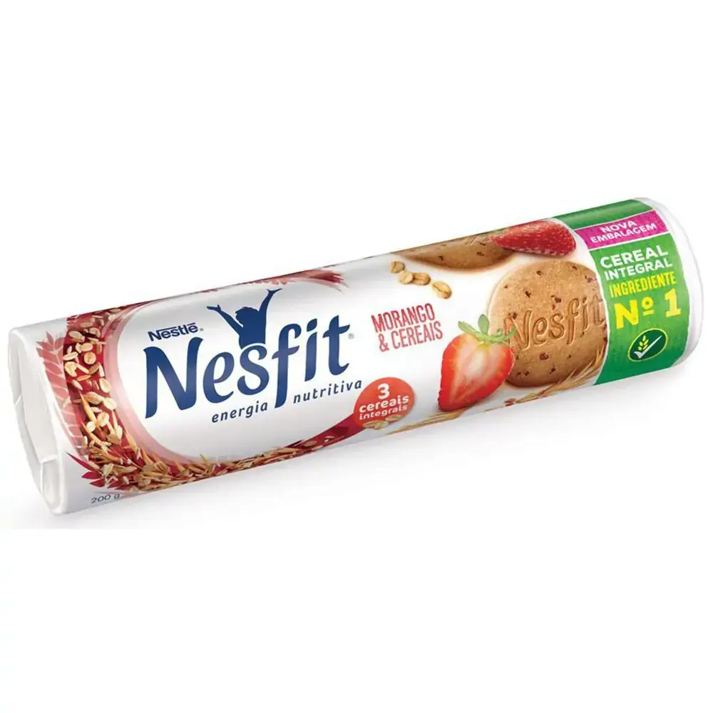 Biscoito Integral Morango Cereais Nesfit Pacote 160g