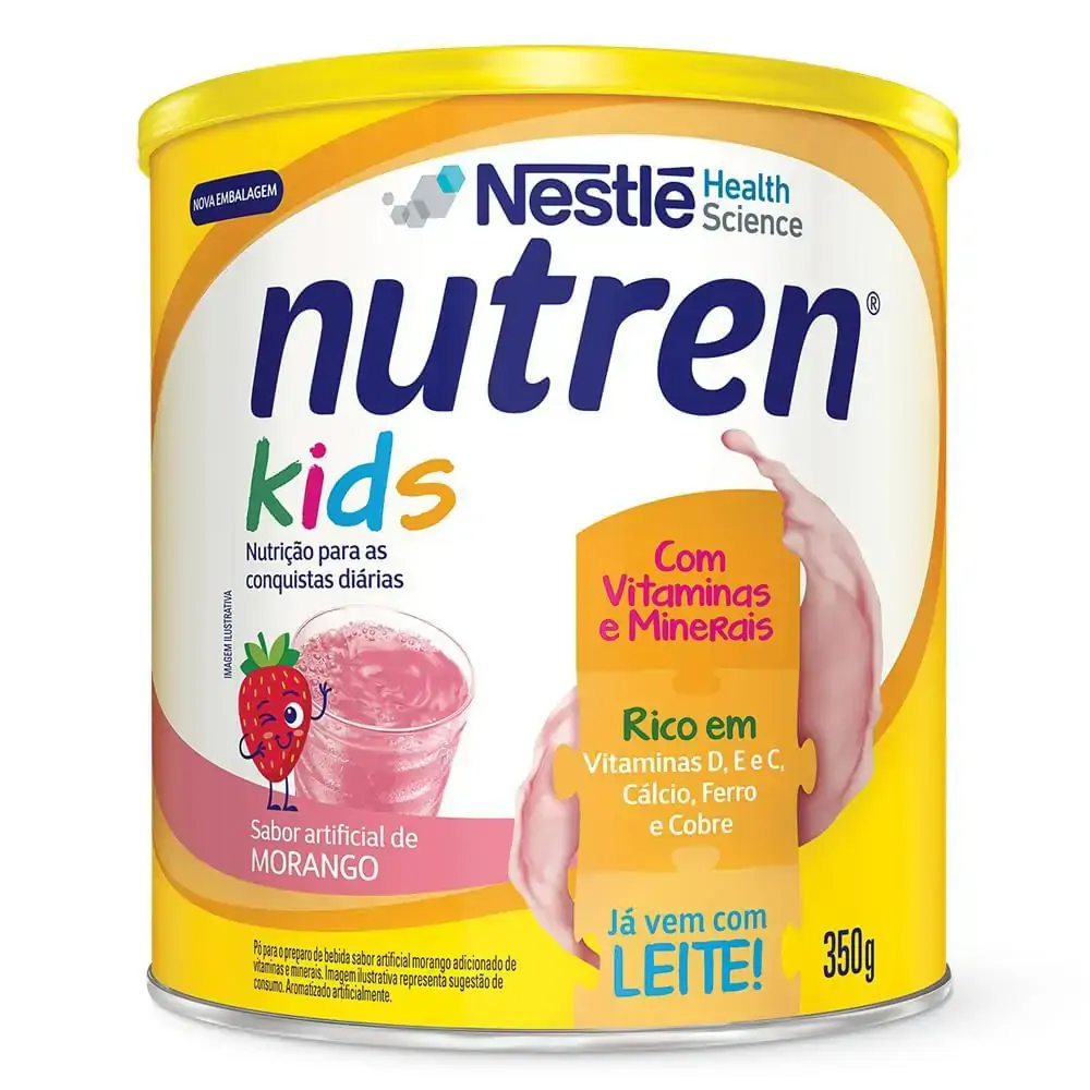 Pó Para Preparo De Bebida Morango Nutren Kids Lata 350g