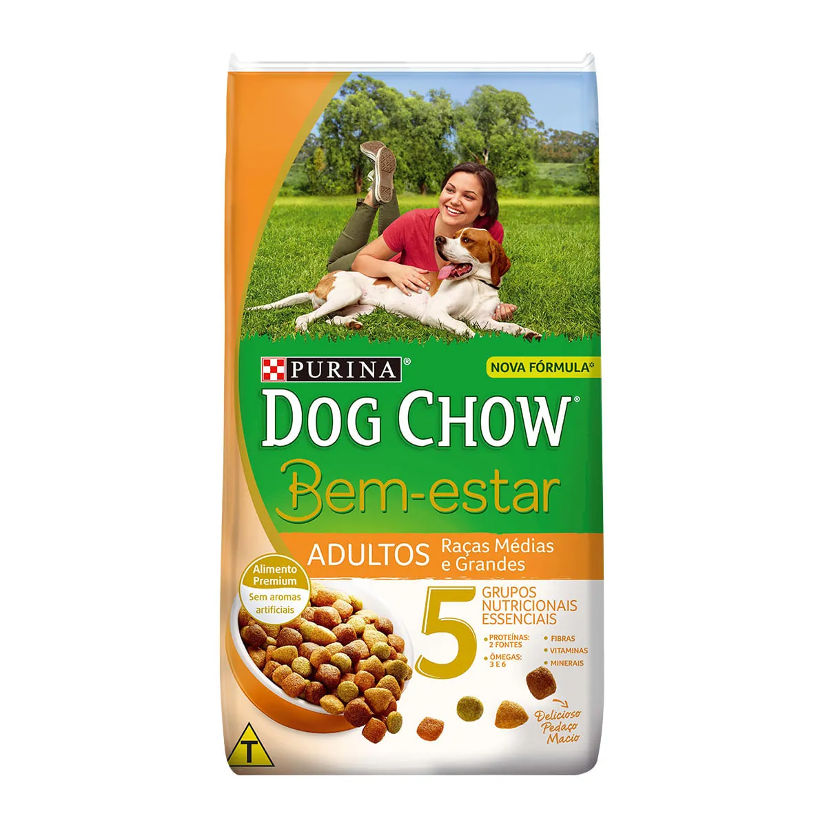 Alimento Para Cães Adultos Raças Médias E Grandes Purina Dog Chow Bem Estar Pacote 1kg