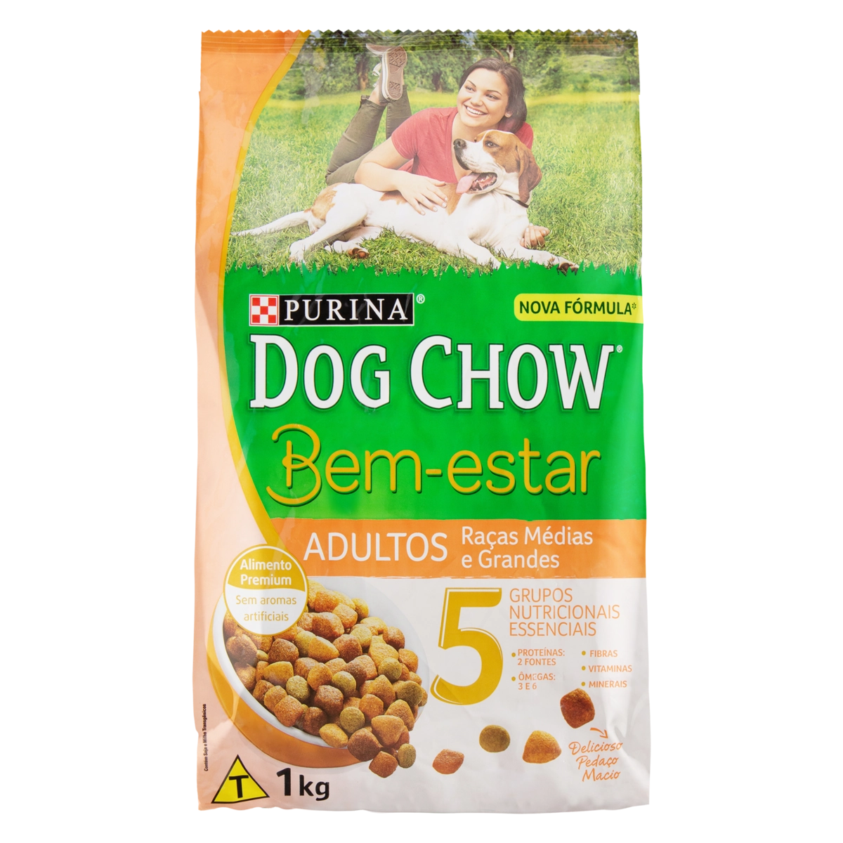 Alimento Para Cães Adultos Raças Médias E Grandes Purina Dog Chow Bem Estar Pacote 1kg