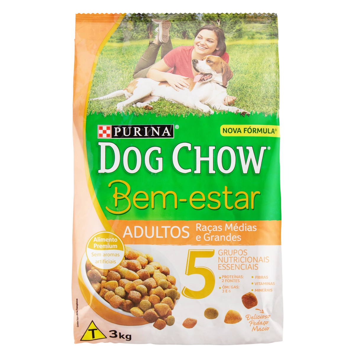 Alimento Para Cães Adultos Raças Médias E Grandes Purina Dog Chow Bem Estar Pacote 3kg