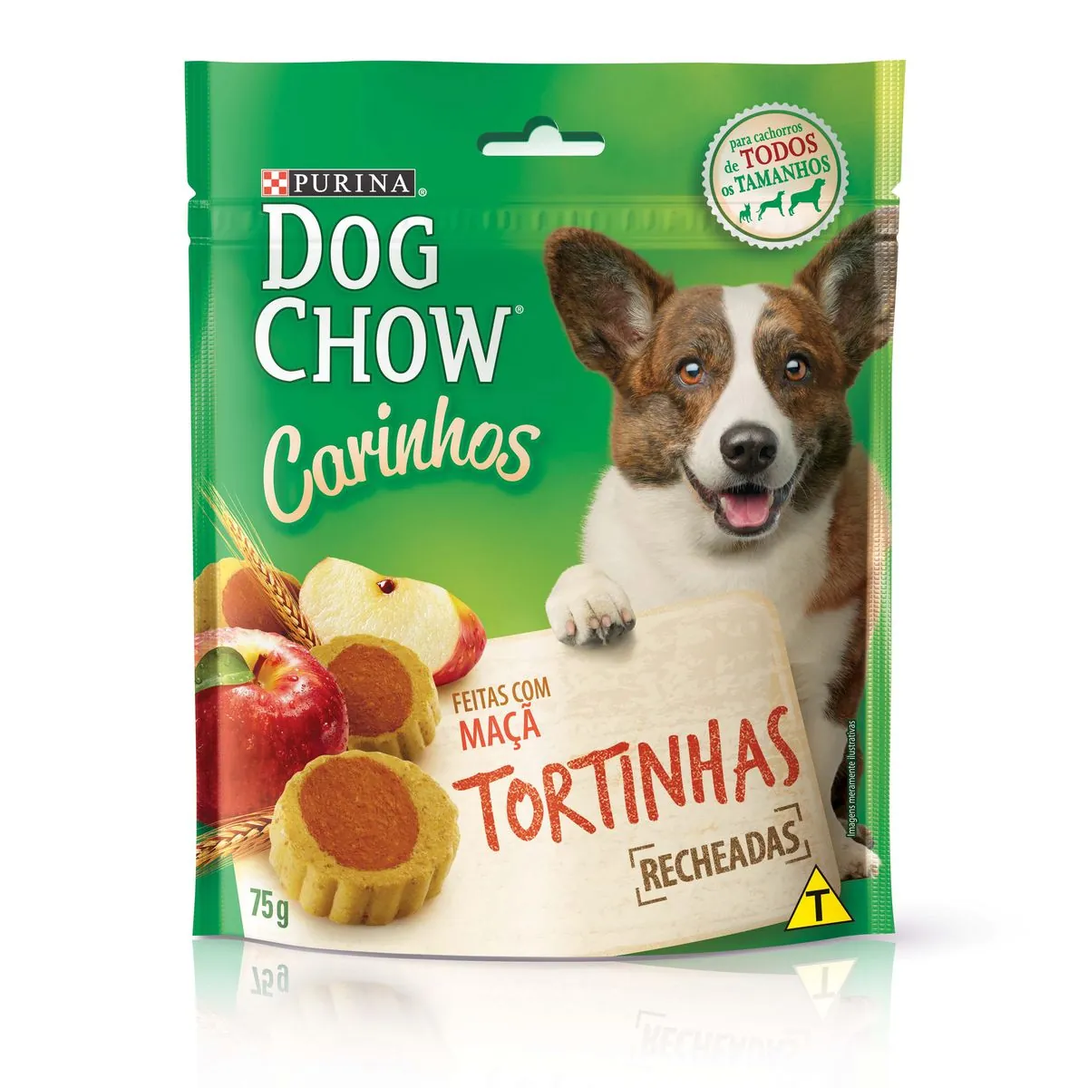 Petisco Para Cães Adultos Tortinhas De Maçã Purina Dog Chow Extra Life Pouch 75g