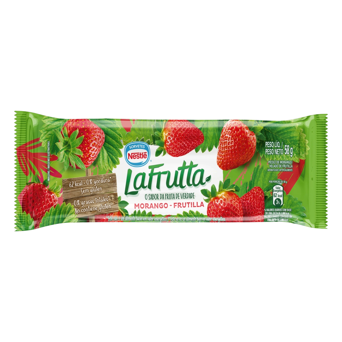 Picolé Morango La Frutta Pacote 58g