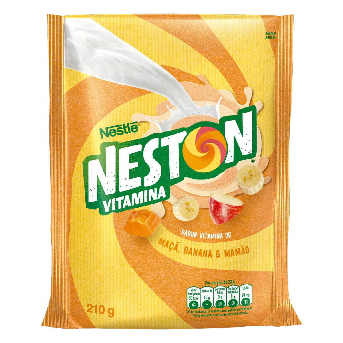 Pó Para Preparo De Bebida Vitamina De Maçã, Banana Mamão Neston Pacote 210g