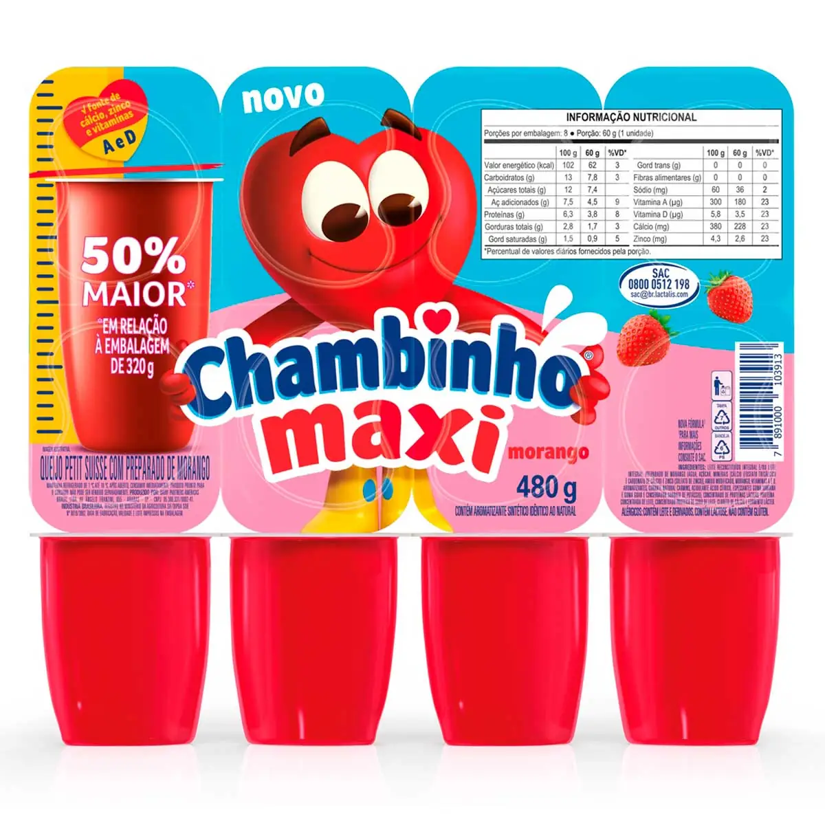 Petit Suisse Nestlé Chambinho Morango 480g