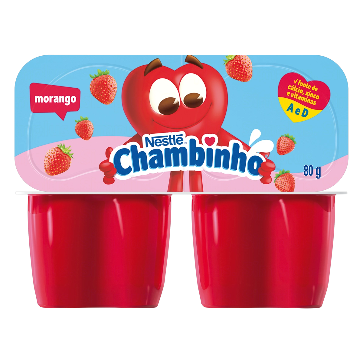 Queijo Petit Suisse Morango Chambinho Bandeja 80g 2 Unidades