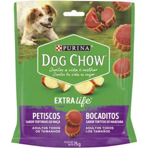 Petisco Para Cães Adultos Tortinhas De Maçã Purina Dog Chow Extra Life Pouch 75g
