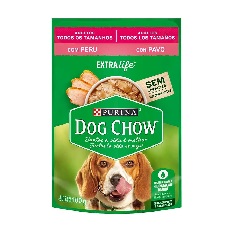 Alimento Para Cães Adultos Peru Purina Dog Chow Extra Life Sachê 100g
