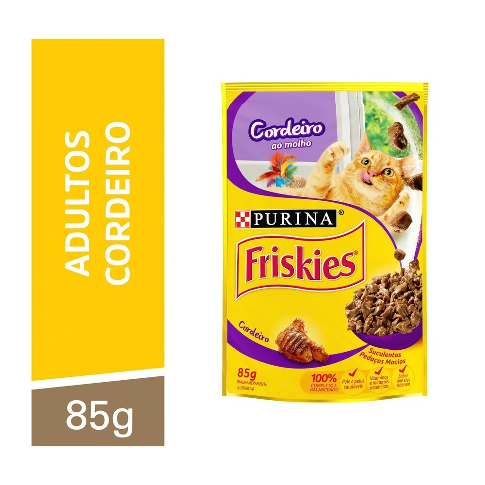 Alimento Para Gatos Adultos Cordeiro Ao Molho Purina Friskies Sachê 85g