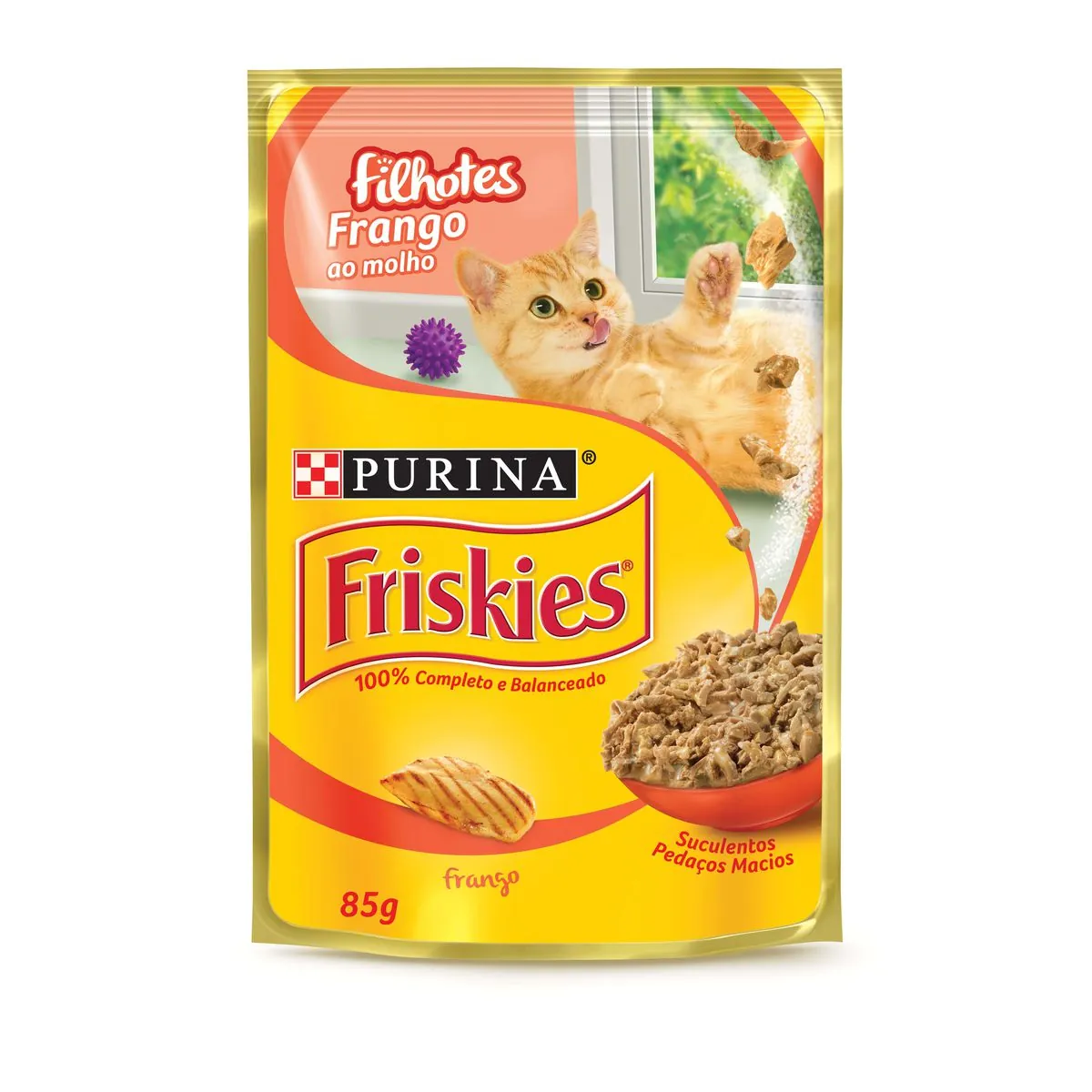 Ração Úmida para Gato Filhote Purina Friskies Frango ao Molho Sachê 85g