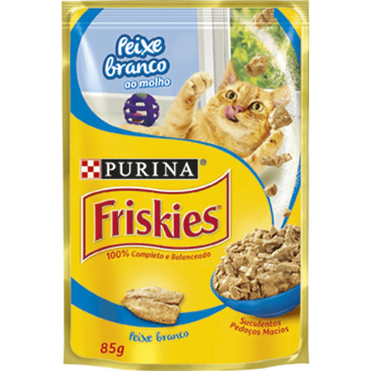 Alimento Para Gatos Adultos Peixe Branco Ao Molho Purina Friskies Sachê 85g