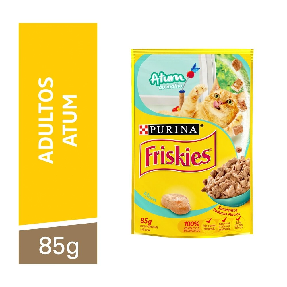 Alimento Para Gatos Adultos Atum Ao Molho Purina Friskies Sachê 85g
