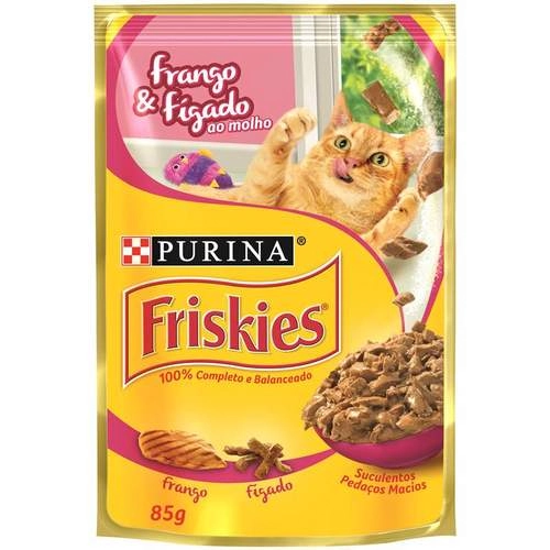 Alimento Para Gatos Adultos Frango Fígado Ao Molho Purina Friskies Sachê 85g