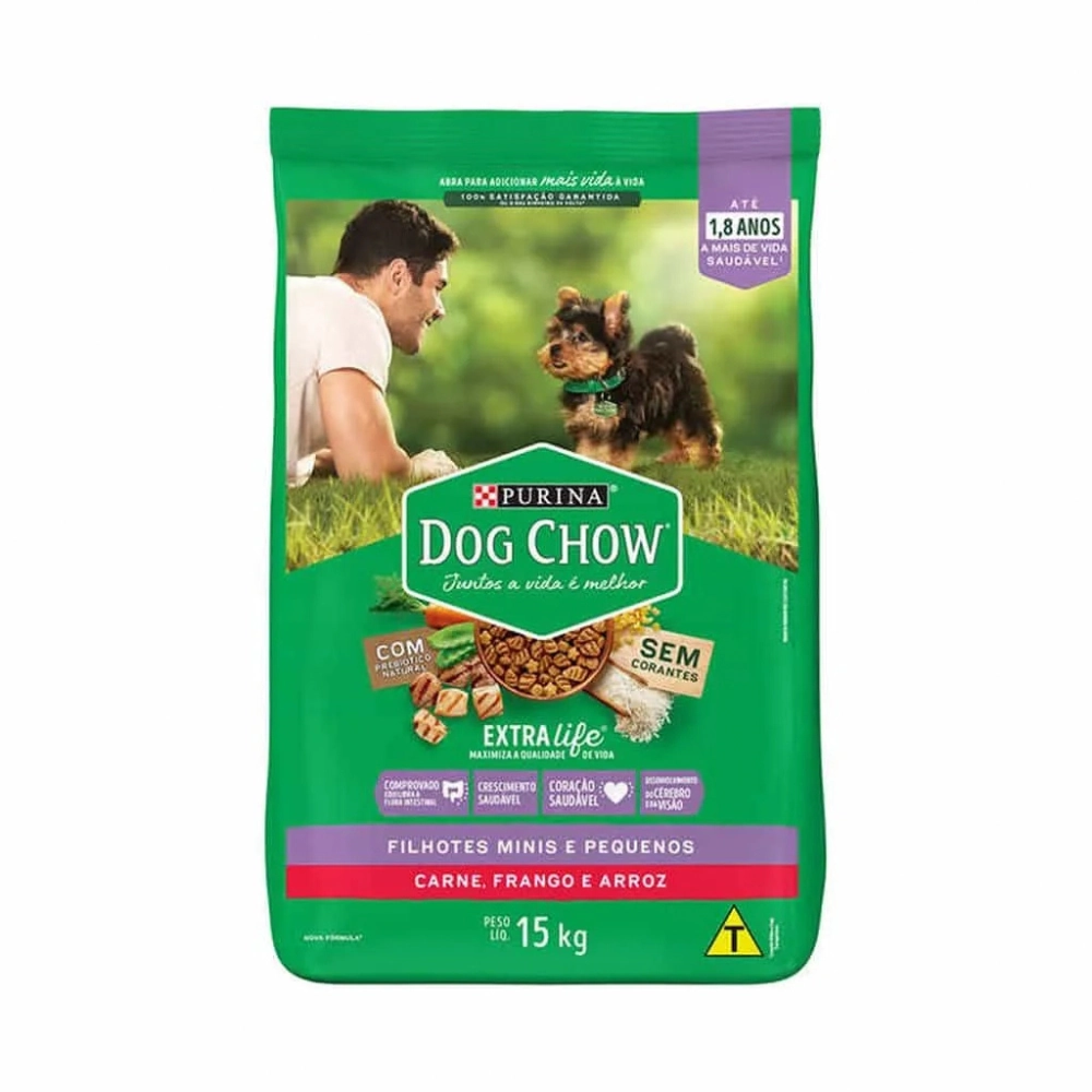 Alimento Para Cães Filhotes Raças Minis E Pequenas Carne, Frango E Arroz Purina Dog Chow Extra Life