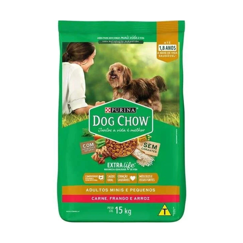 Alimento Para Cães Adultos Raças Minis E Pequenas Carne, Frango E Arroz Purina Dog Chow Extra Life P