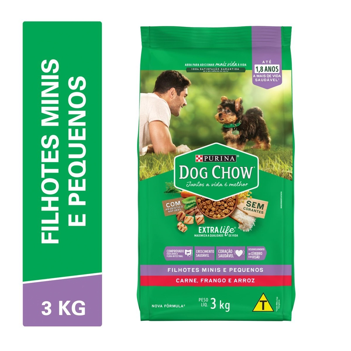 NESTLÉ® PURINA® DOG CHOW® Extralife® Ração Seca para Cães Filhotes Minis & Pequenos 3kg