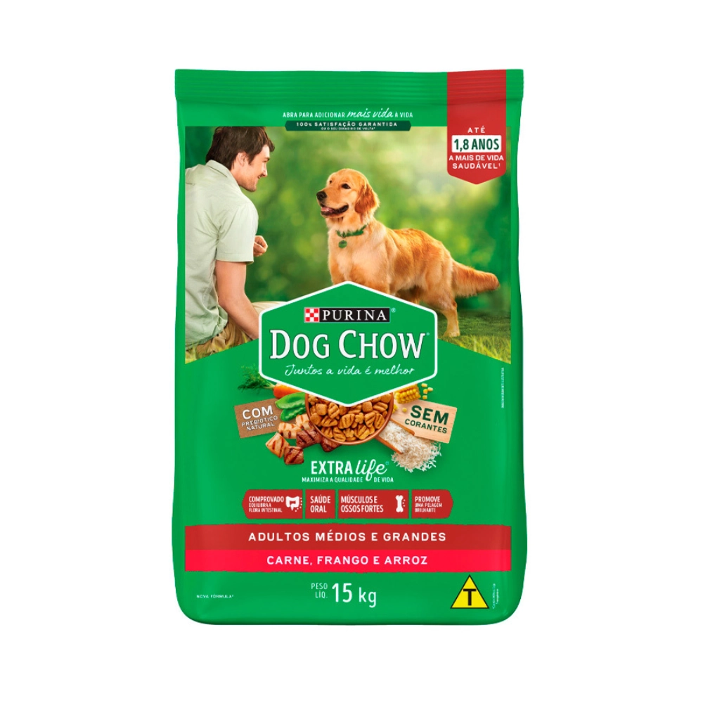 Ração Dog Chow Cães Adultos Frango e Arroz 15kg