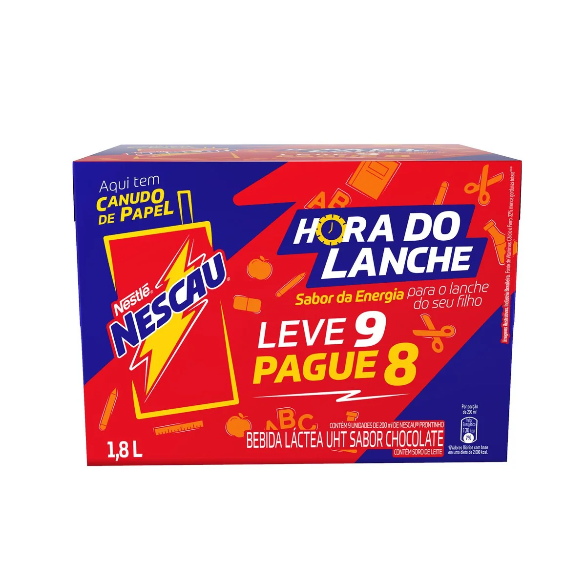 Achocolatado Liquído Nescau, 200ml, 9 uni