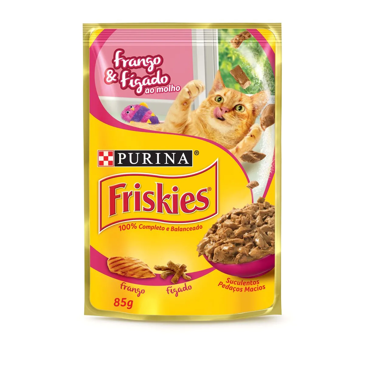 NESTLÉ® PURINA® FRISKIES® Ração Úmida para Gatos Adultos Frango e Fígado ao molho 85g