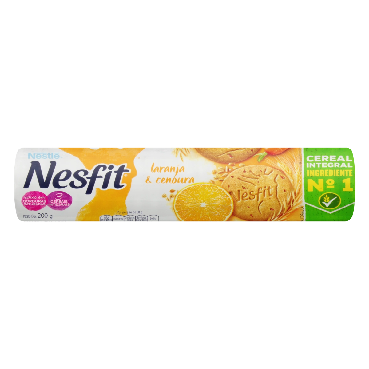 Biscoito Laranja E Cenoura Integral Nesfit Pacote 200g