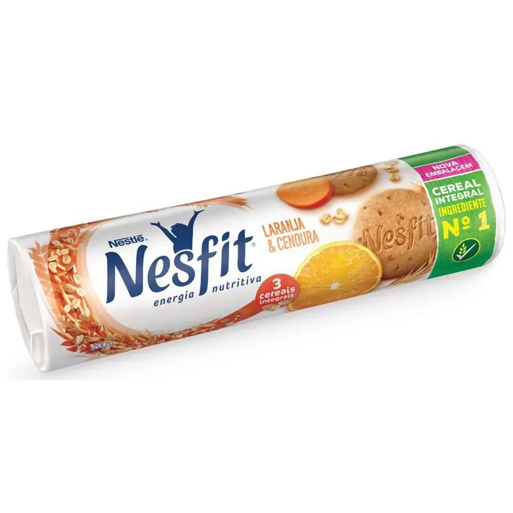 Biscoito Integral Laranja Cenoura Nesfit Pacote 160g