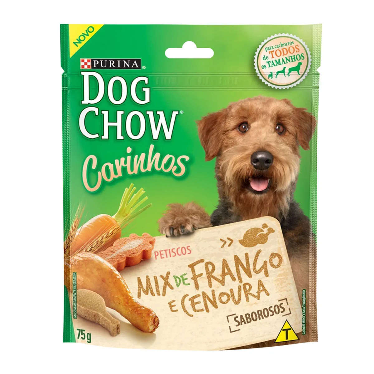 Petisco Para Cães Adultos Mix De Frango E Cenoura Purina Dog Chow Carinhos Sachê 75g