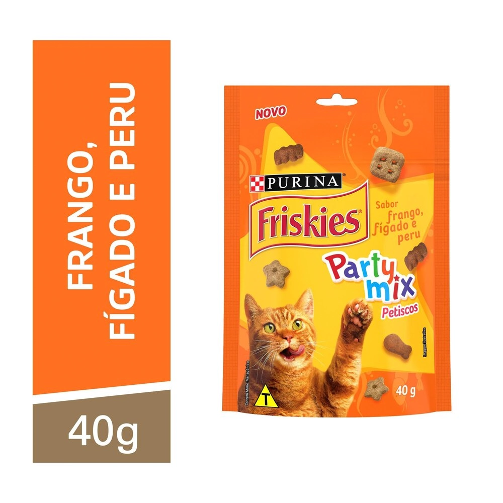 NESTLÉ PURINA FRISKIES Party Mix Petisco para Gatos Adultos Frango, Fígado e Peru 40g