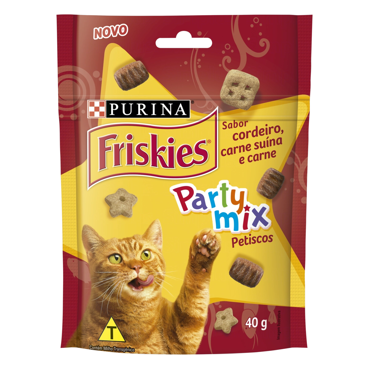Kit com 15 - Petiscos Friskies Party Mix Frango, Fígado e Peru Gatos Adultos - Nestlé Purina (40 g)