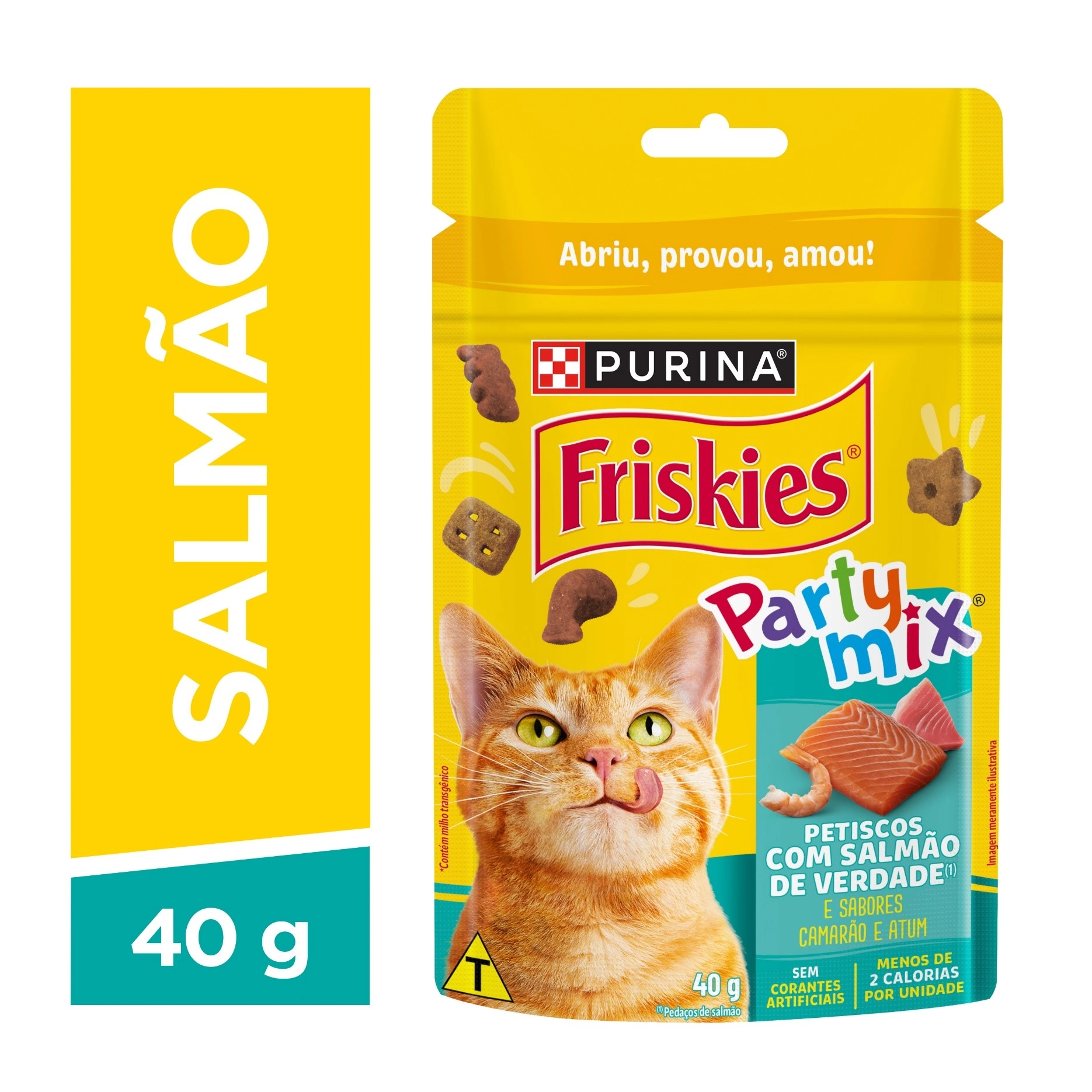 Petisco Para Gatos Camarão, Salmão E Atum Purina Friskies Party Mix Sachê 40g