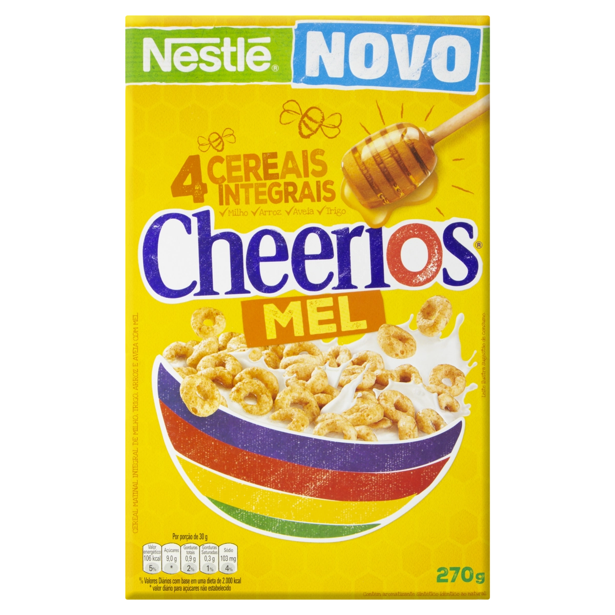 Cereal Matinal Integral Mel Cheerios 4 Cereais Caixa 270g