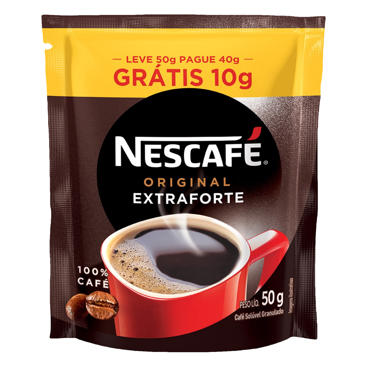 Café Solúvel Granulado Extraforte Nescafé Original Sachê Leve 50g Pague 40g