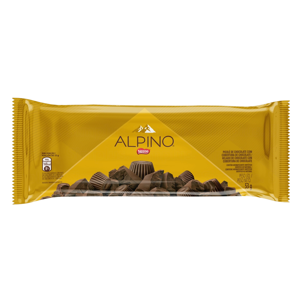 Picolé Chocolate Cobertura Chocolate Alpino Pacote 53g