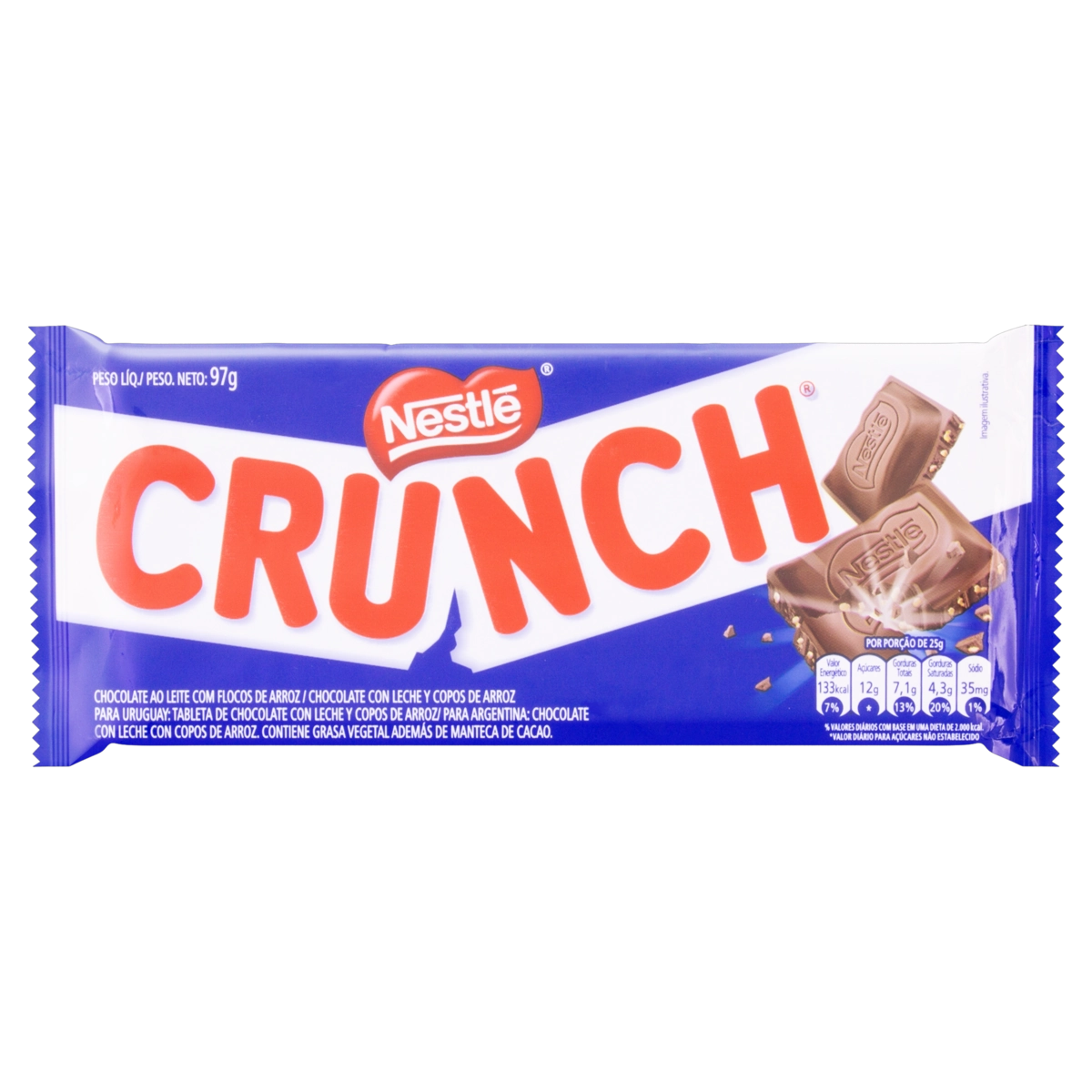 Chocolate Ao Leite Com Flocos De Arroz Crunch Pacote 97g