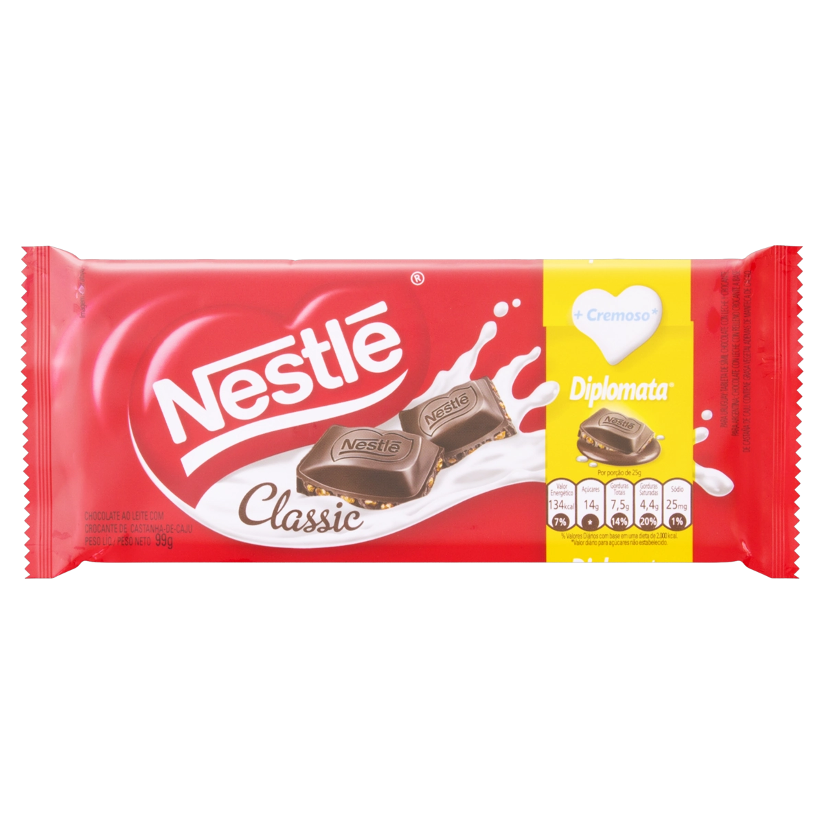 Chocolate Ao Leite Diplomata Classic Pacote 99g