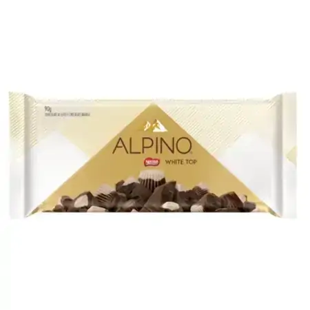 Chocolate Ao Leite E Branco White Top Alpino Pacote 90g