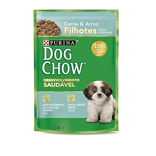 Ração úmida Dog Chow Sachê Para Cães Filhotes De Raças Pequenas Sabor Carne
