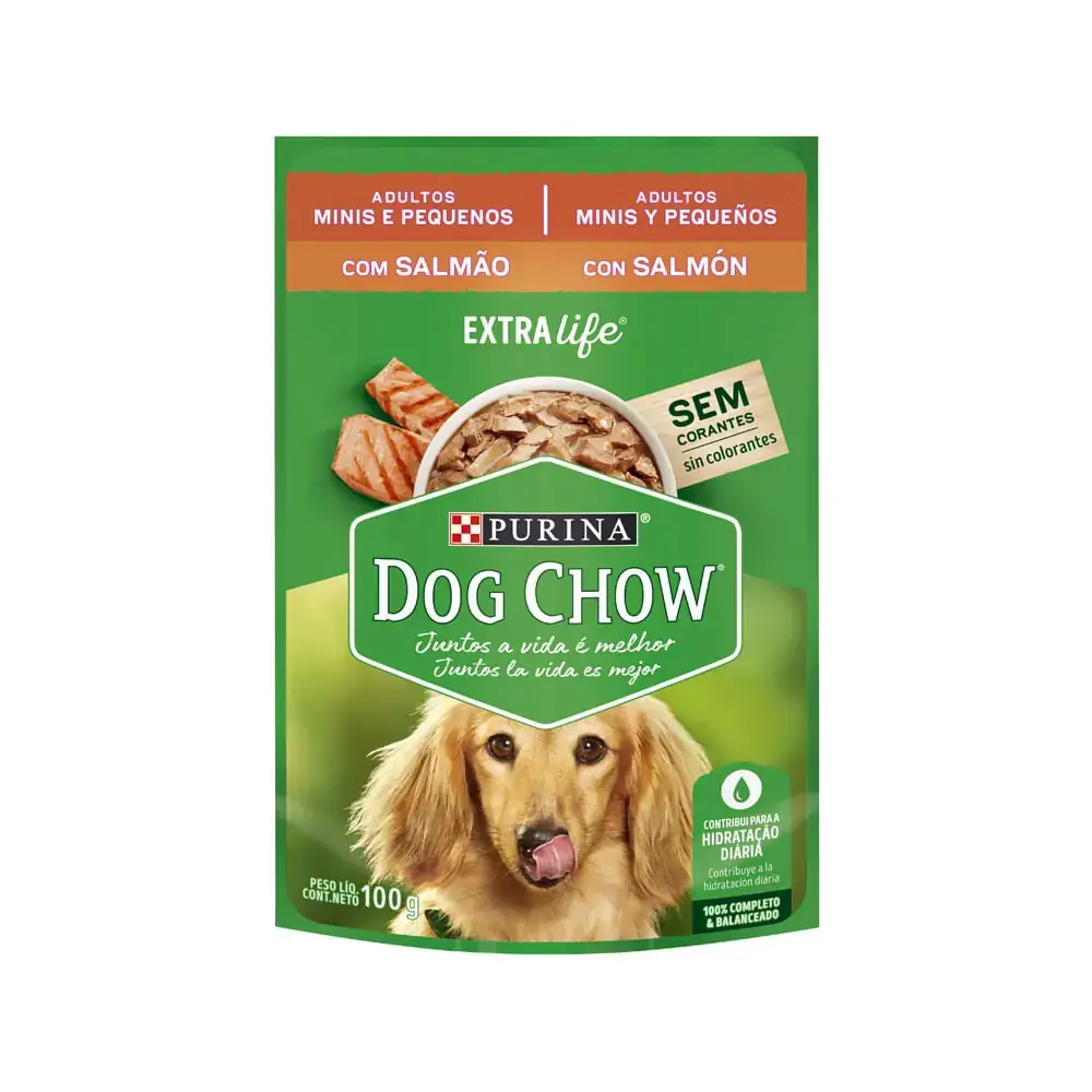Caixa 15 Alimento Úmido Cães Adulto Raças Mini Peq. sachê Salmão 100gr- Dog Chow