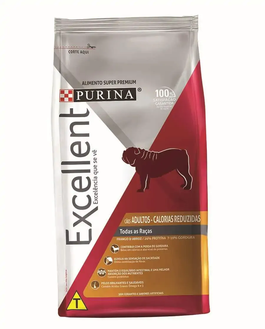 Ração Excellent Light Para Cães Adultos Sabor Frango E Arroz 15kg