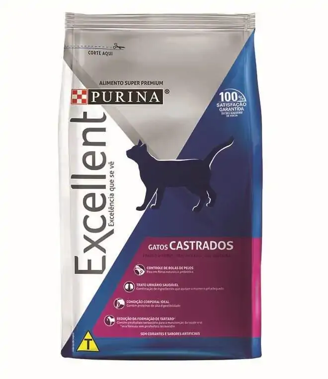 Ração Excellent Para Gatos Castrados Sabor Frango E Arroz 7,5kg