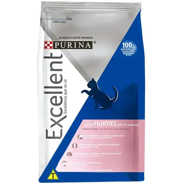 Ração Excellent Para Gatos Filhotes Sabor Frango E Arroz 7,5kg