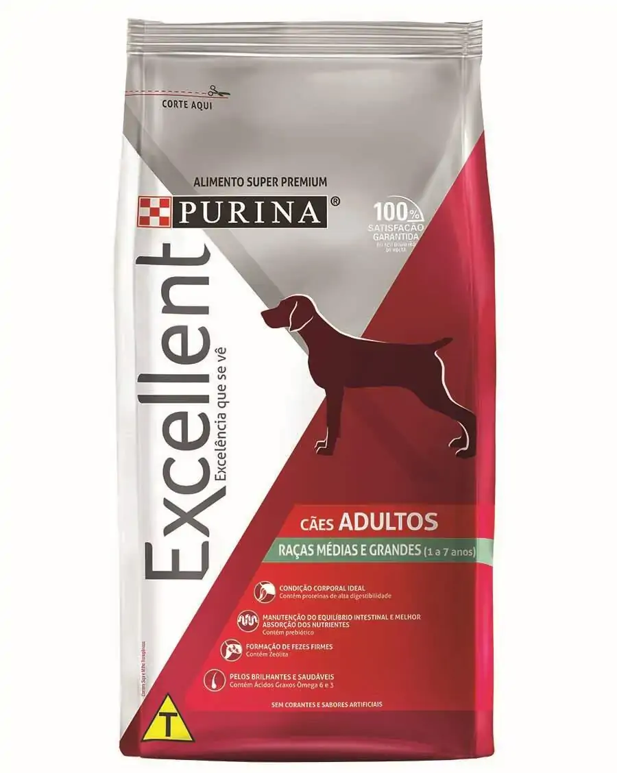 Ração Excellent Para Cães Adultos De Raças Médias E Grandes Sabor Frango E Arroz 2kg